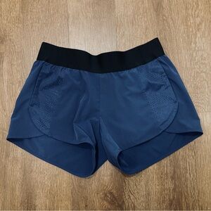 Women’s Adidas Shorts Pockets Athletic Stretchy Running Curved Hem M Navy Blue